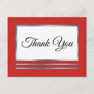 Carte Postale ARGENT Merci simple et moderne rouge élégant