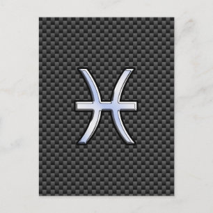 Carte Postale Argent Poissons Zodiac Connexion à l'impression de