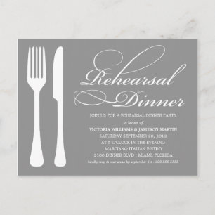 CARTE POSTALE ARGENT   REHEARSAL DÎNER INVITATION