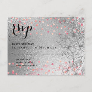 Carte Postale Argent Rosegold MARIAGE Parties scintillant métall