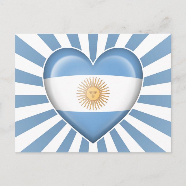 Carte Postale Argentine Drapeau cardiaque avec éclatement de la  (Devant)