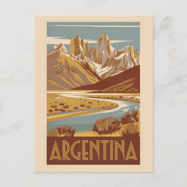Carte Postale Argentine Travel Art Vintage (Devant)