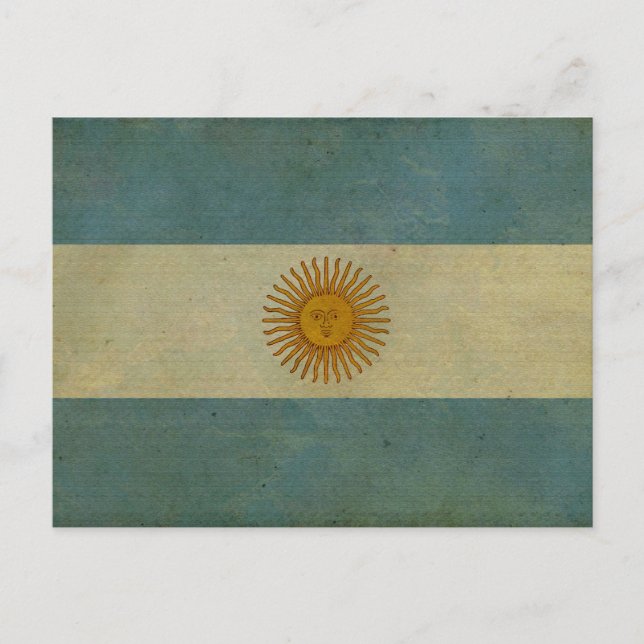 Carte Postale Argentine Vintage vieilli rétro Argentine drapeau (Devant)
