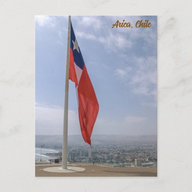 Carte Postale Arica, Chile, Morro de Arica, Flag / City View (Devant)