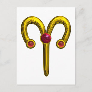 CARTE POSTALE ARIE JEWEL D'ANNIVERSAIRE ZODIAC
