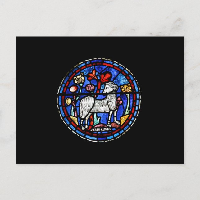 Carte Postale Aries Astrologie Gothique Vitrail Windows PostC (Devant)