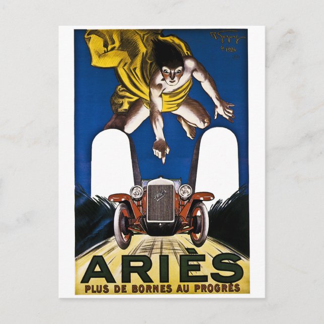 Carte Postale Aries Automobile - Publicité Vintage française (Devant)