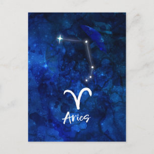 Carte Postale Aries Zodiac Constellation Bleu Galaxie Céleste
