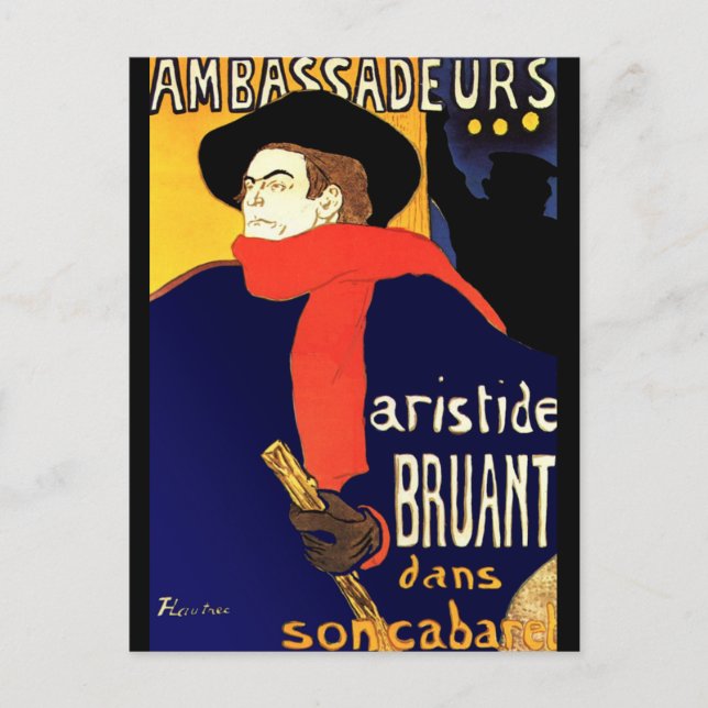 Carte postale : Aristide Bruant par Toulouse-Lautr (Devant)