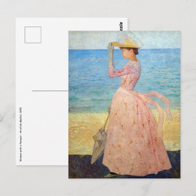 Carte Postale Aristide Maillol - Femme à l'ombrelle (Devant / Derrière)