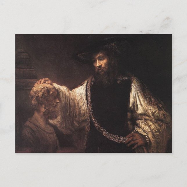 Carte Postale Aristote avec un buste d'Homère (Devant)