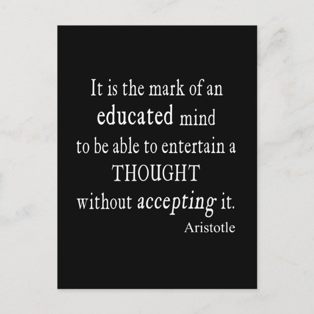 Carte Postale Aristote vintage Citation De Pensée Éduquée (Devant)