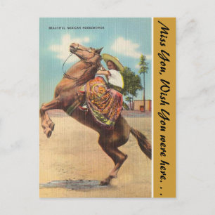 Carte Postale Arizona, Belle femme à cheval mexicaine