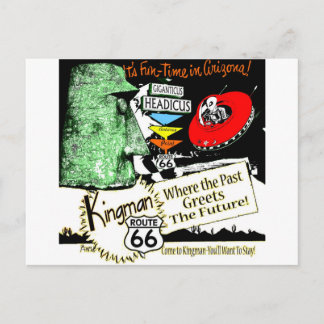 Carte Postale Arizona Fun-Time 1950 style Alien UFO Route 66