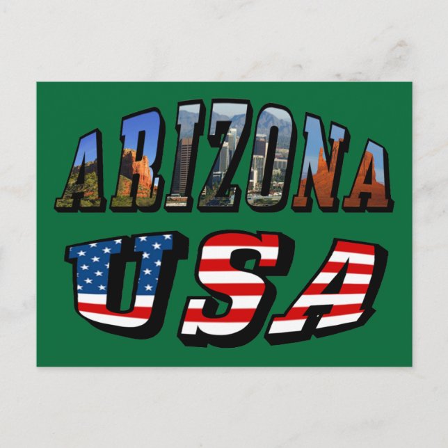 Carte Postale Arizona Picture et USA Flag Text (Devant)