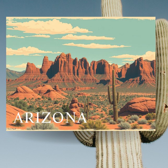 Carte Postale Arizona Red Rocks Vintage voyage Retro (Arizona Red Rocks Vintage Travel Retro Postcard)