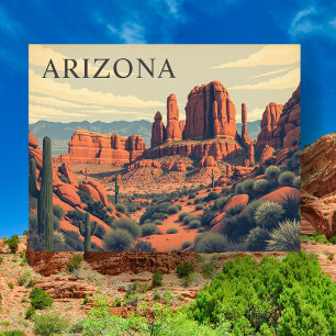 Carte Postale Arizona Red Rocks Voyage Rétro Antique