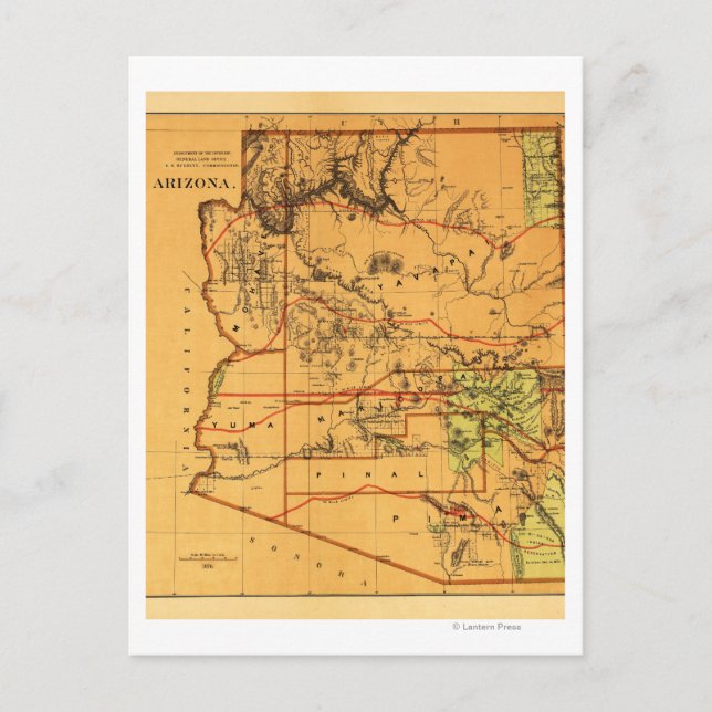 Carte Postale Arizona TerritoireCarte panoramiqueArizona (Devant)