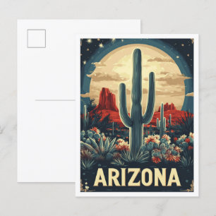 Carte Postale Arizona USA Art Vintage Illustration Voyage