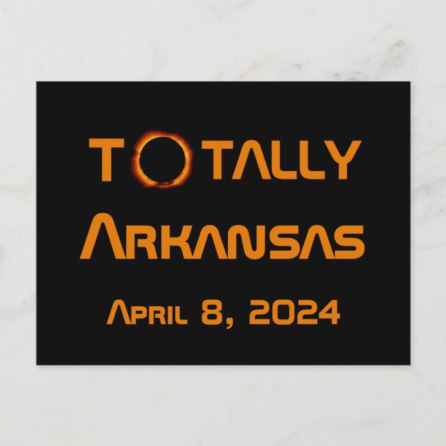 Carte Postale Arkansas 2024 Total Éclipse Solaire (Devant)