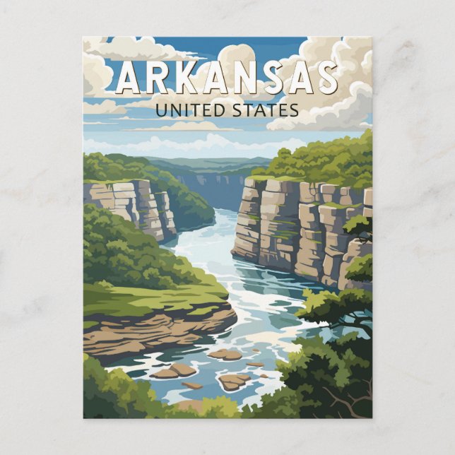 Carte Postale Arkansas Travel Art Vintage (Devant)