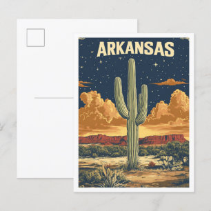 Carte Postale Arkansas USA Art Vintage Illustration Voyage