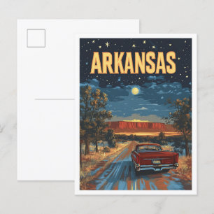 Carte Postale Arkansas USA Illustration Vintage Voyage