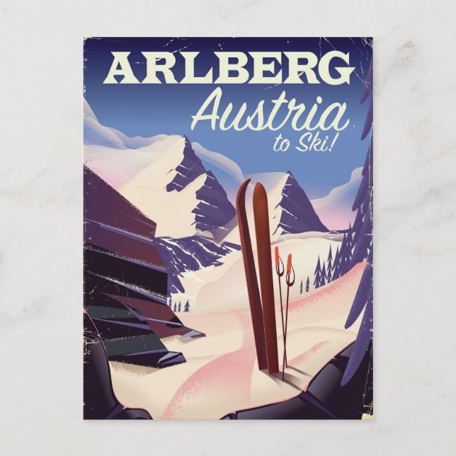 Carte Postale Arlberg Autriche affiche de voyage ski (Devant)