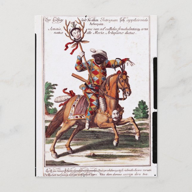 Carte Postale Arlequin à cheval (Devant)