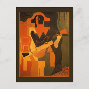 Carte Postale Arlequin avec guitare par Juan Gris Art Cubism