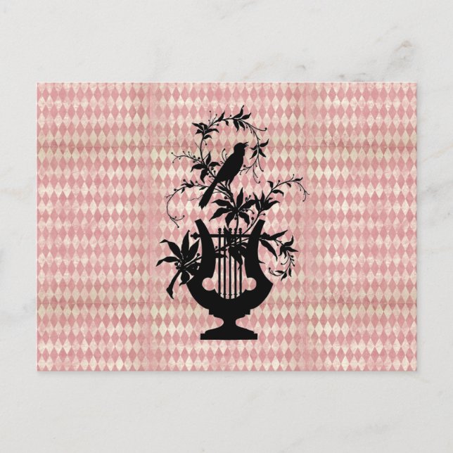 Carte postale Arlequin Harpe Bird Silhouette (Devant)