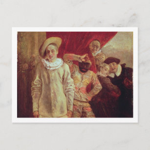 Carte Postale Arlequin, Pierrot et Scapin, Acteurs de la Com