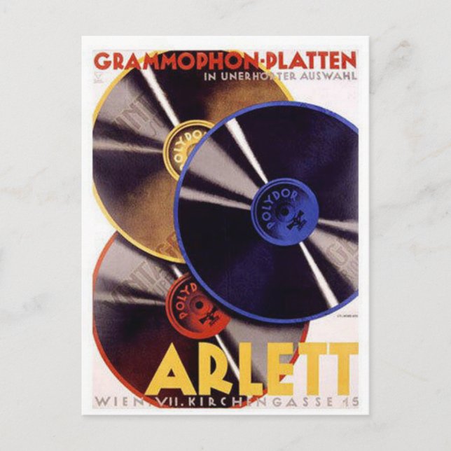 Carte Postale Arlett Grammophon Platten Vintage Ad (Devant)