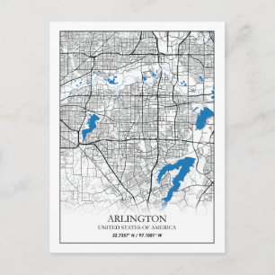 Carte Postale Arlington Texas USA City Plan de la ville