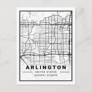 Carte Postale Arlington Texas USA Travel City Map Poster