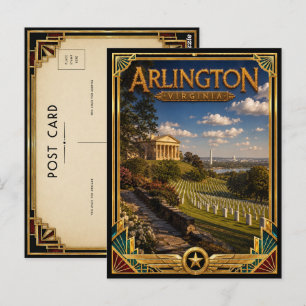 Carte Postale Arlington Virginie Art Déco Vintage Âge d'Or
