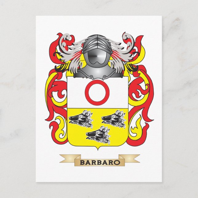 Carte Postale Armoiries de Barbaro (Armoiries de la famille) (Devant)