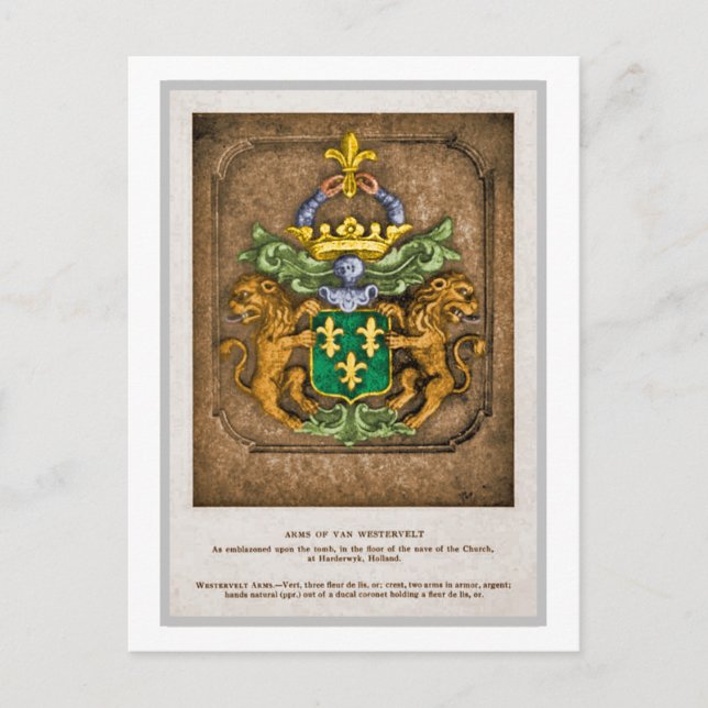 Carte Postale Armoiries De La Famille Hollandaise De Westerfield (Devant)