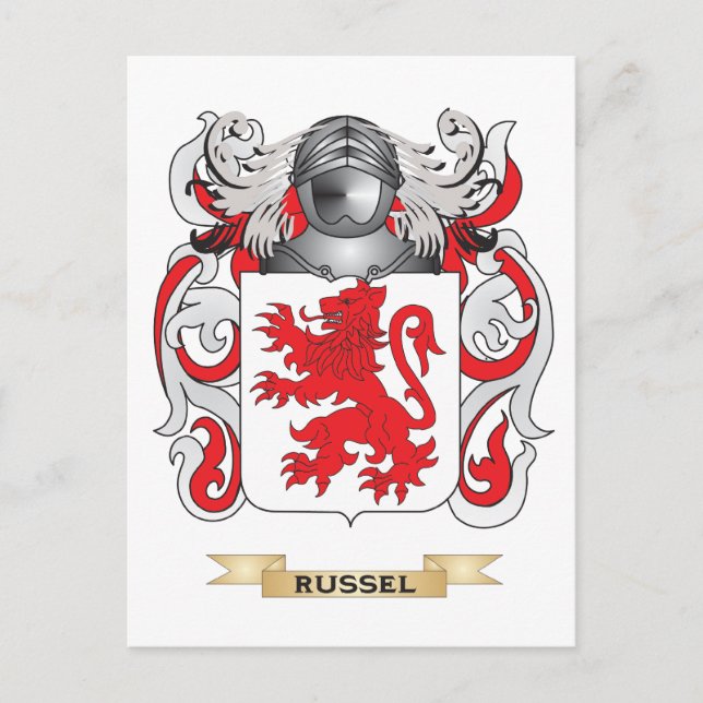 Carte Postale Armoiries de Russel (Blason de Famille) (Devant)