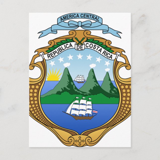 Carte Postale Armoiries du Costa Rica - Escudo de Costa Rica (Devant)