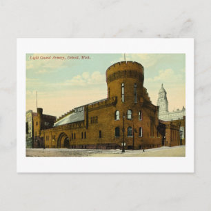 Carte Postale Armory de la Garde légère Detroit, Michigan