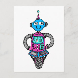 Carte Postale Arnie Robot : Rose et bleu