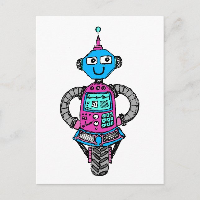 Carte Postale Arnie Robot : Rose et bleu (Devant)