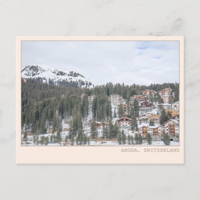 Carte Postale Arosa Suisse Ville de Ski Cabane Art (Devant)