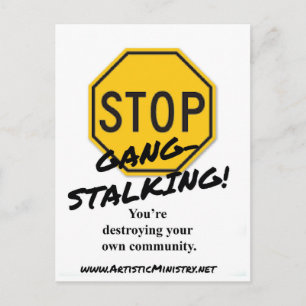 Carte Postale Arrêter Gang Stalking POSTCARD