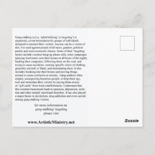 Carte Postale Arrêter Gang Stalking POSTCARD