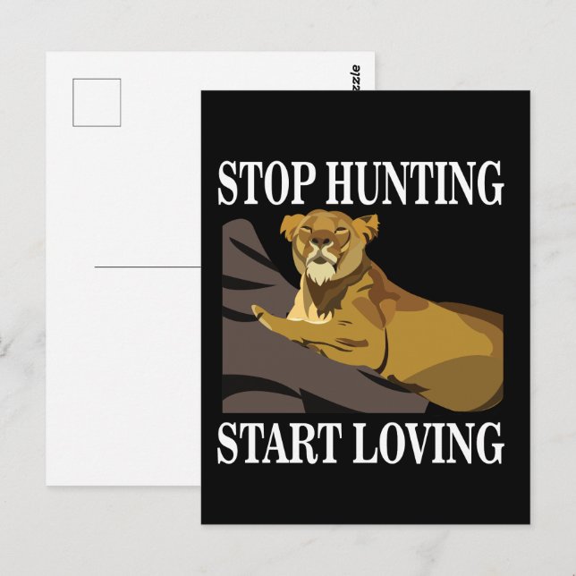 Carte Postale Arrêtez de chasser, commencez à aimer Lion  (Devant / Derrière)