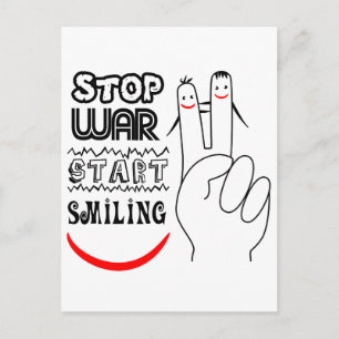Carte Postale Arrêtez la guerre Grand sourire Symbole de paix à