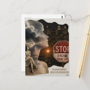 Carte Postale Arrêtez Profitez de Votre Vie Femme dans la Ville 