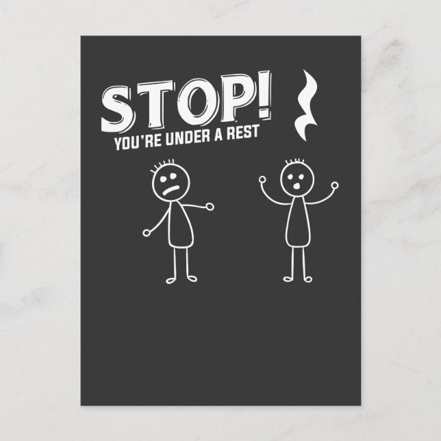 Carte Postale ARRÊTEZ VOUS ÊTES SOUS UN REPOS - Funny Music Pun (Devant)